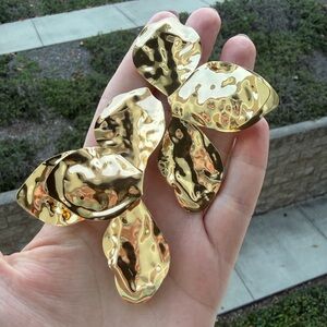 Hammered Gold Statement Earrings | Sculptural Abstract Design